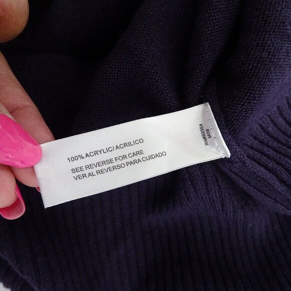 Debbie Morgan Cowl Neck Acrylic Sweater Women Size M Purple 3/4 Sleeve FLAW - Picture 6 of 11